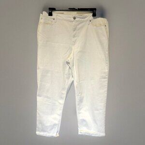 Vera Wang Womens Jeans 18 White Mid Rise Boyfriend Crop‎ Stretch Summer